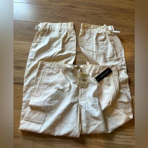 NWT Banana Republic silk ivory cargo pants